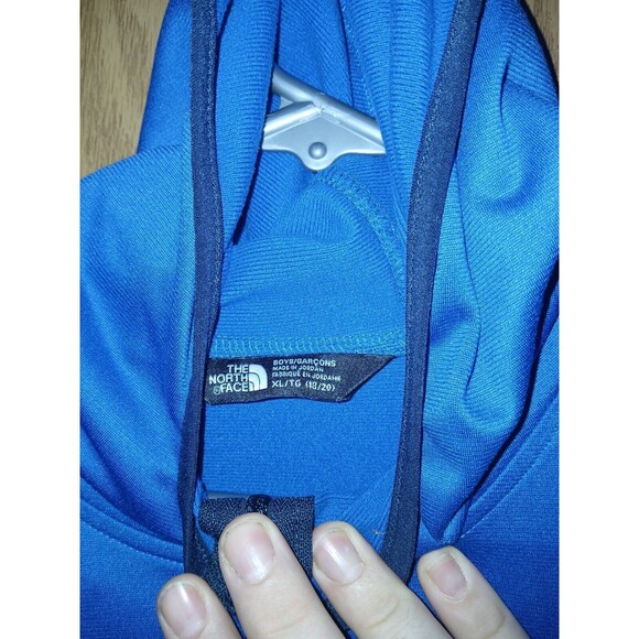 The North Face Track Jacket Boys Size XL (18/20) Full Zip Hooded Blue & Black - Picture 3 of 16